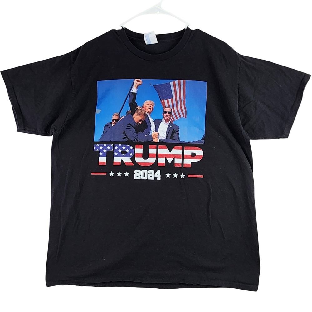 Donald Trump 2024 Fist Raised Fight Fight Fight Graphic T-Shirt Black XL